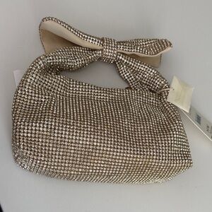 Madison West Gold Rhinestone Clutch handbag purse